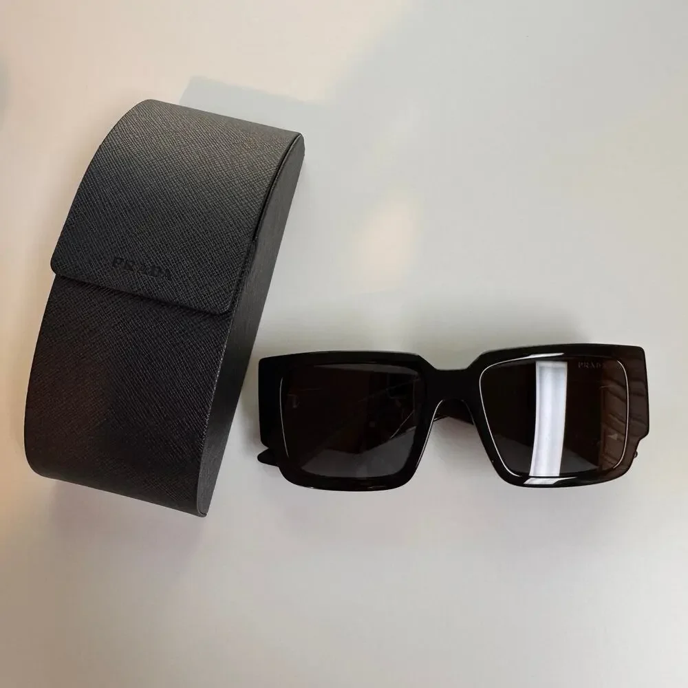 PRADA Unisex Black Silver Gray Lens Rectangle Statement Sunglasses PR 10ZS $565 - Picture 4 of 9